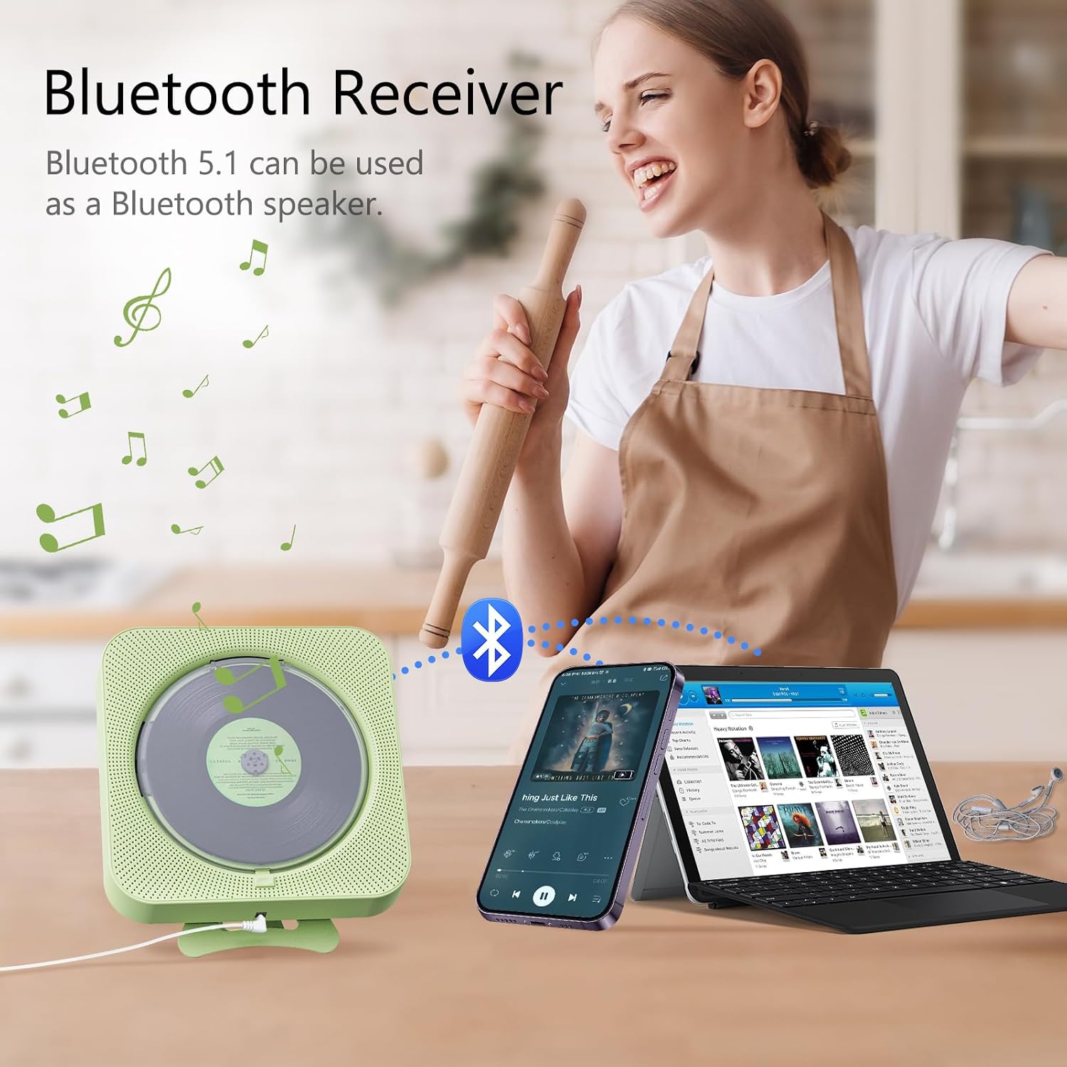 Thumbnail 1 de MICOCIOUS Portable CD Player Bluetooth with FM