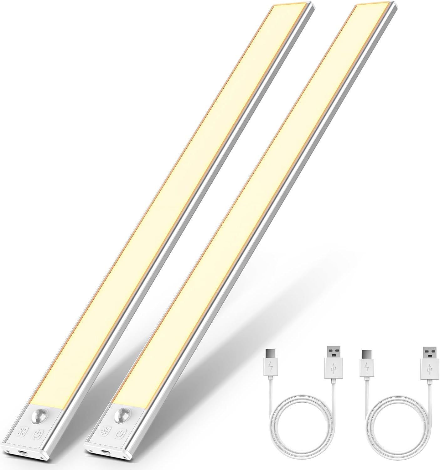 Detalle de LED-Unterbauleuchte für Küche, Schranklicht 41 cm (2 Stück) mit Bewegungssensor, dimmbar und wiederaufladbar