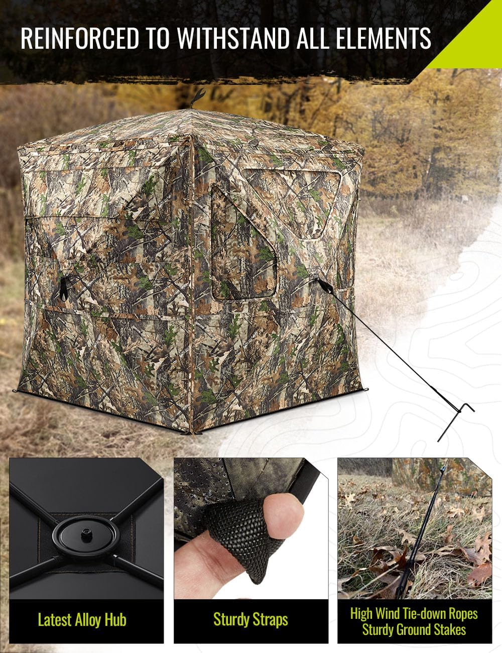 Detalle de TIDEWE BL008-AMZ 360° See-Through Hunting Blind, Pop-Up, 2–3 Person