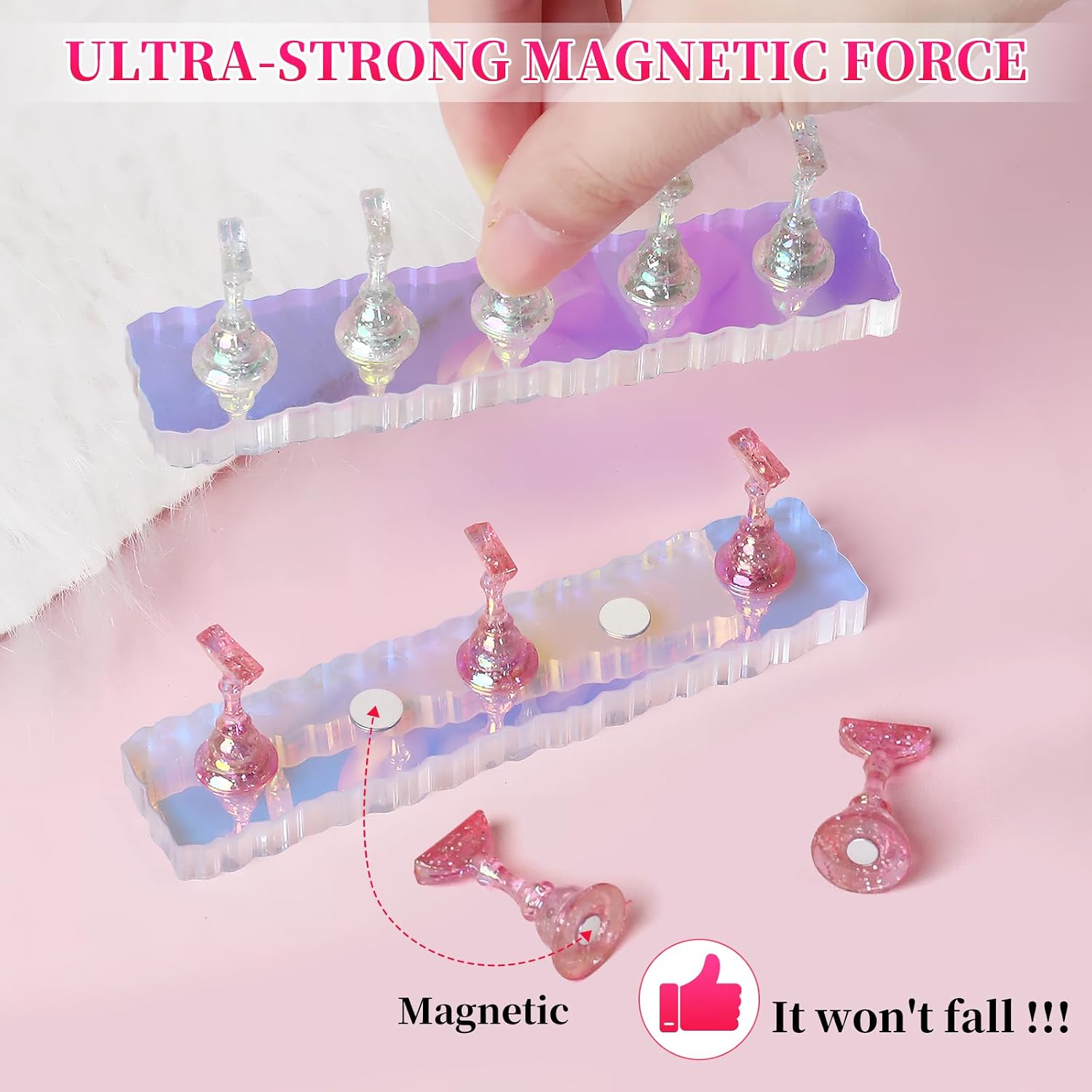 Detalle de ANGNYA 2 Set Nail Stand – Aurora Nail Holder for Painting and Display (Flower 2)