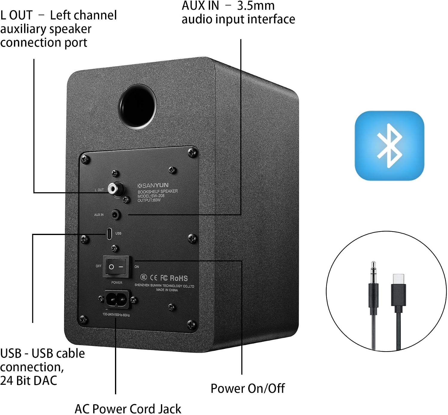 Thumbnail 3 de Sanyun bookshelf speakers SW208