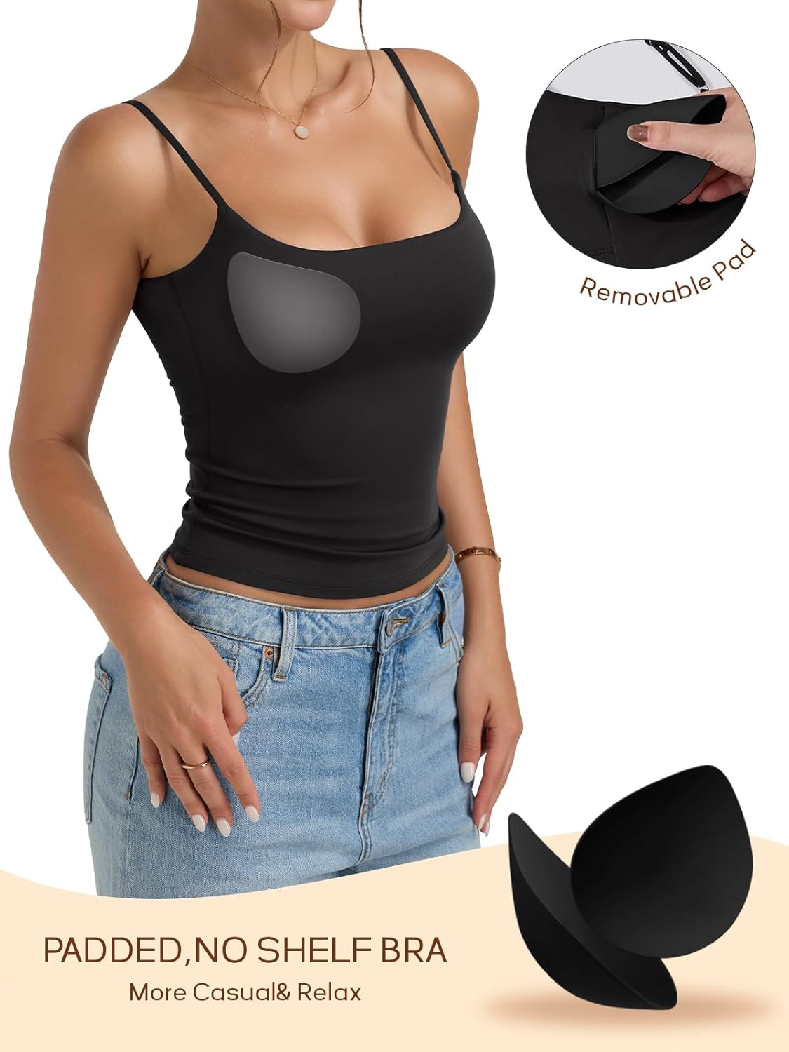 Thumbnail 2 de PINKMSTYLE Tank Tops with Built-In Bra — Backless, Double-Lined Cami