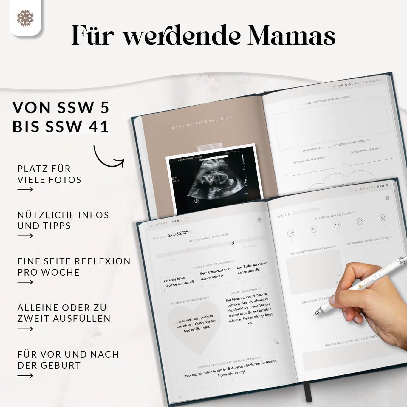 Thumbnail 3 de Lebenskompass® Schwangerschaftstagebuch „FUNKEL“ im A5-Format – Erinnerungen, Reflexion & Achtsamkeit