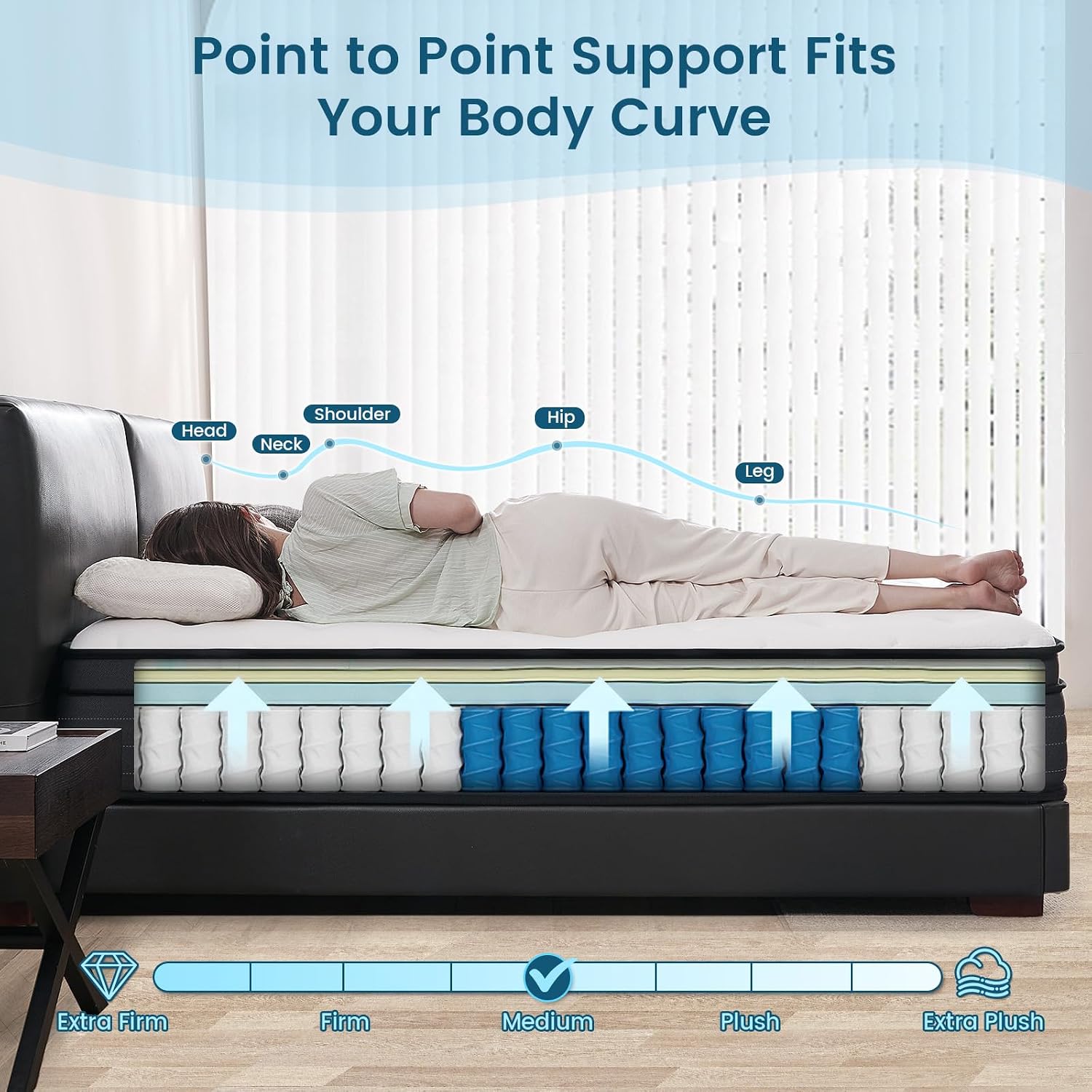 Thumbnail 3 de Vantto Double Mattress 4FT6: 10-Inch Memory Foam Hybrid with Pocket Springs