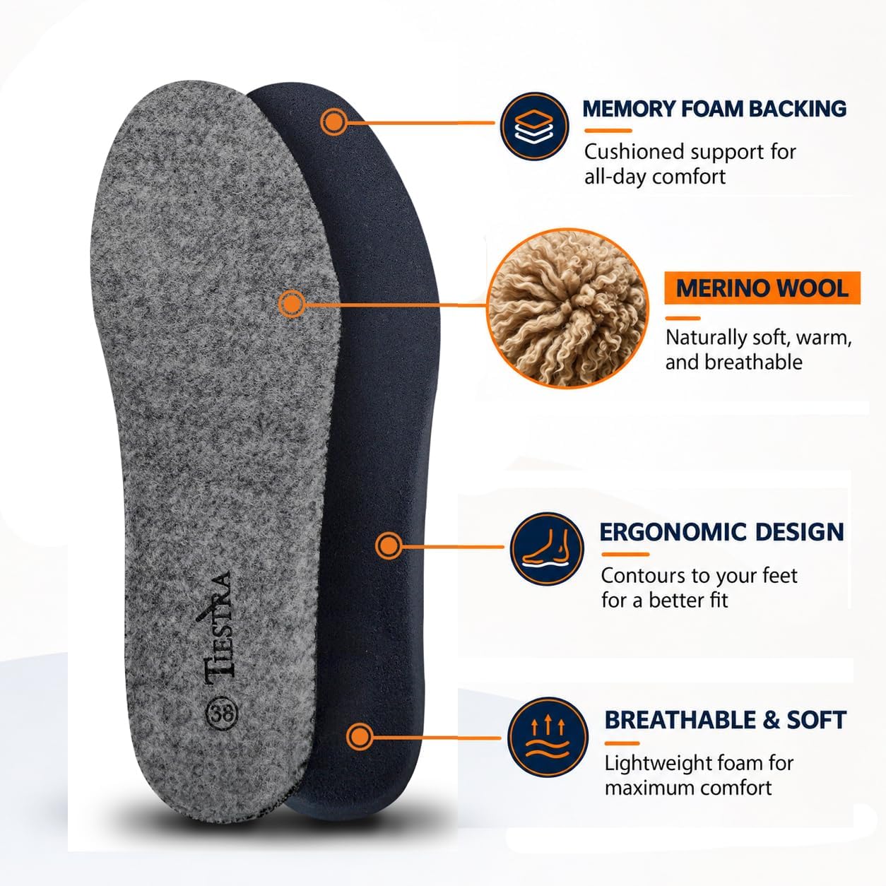 Detalle 2 de Merino Wool Insoles, EU 42/US 9