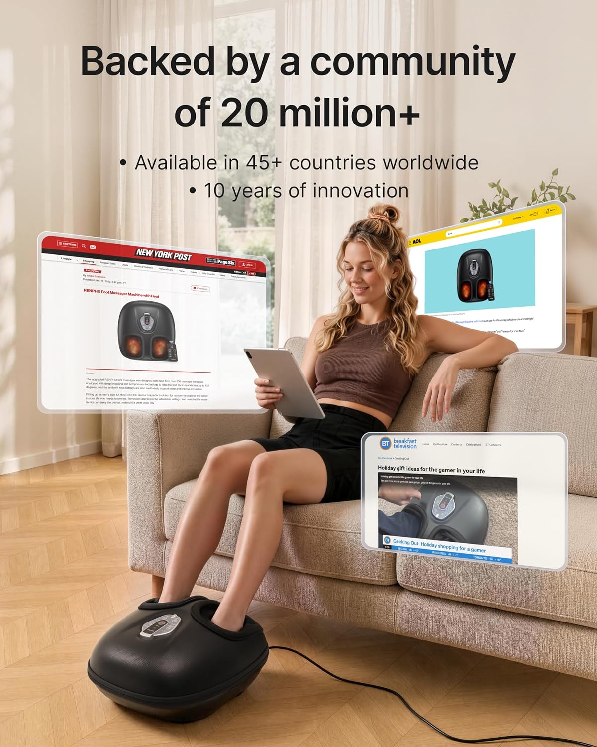 Detalle 1 de RENPHO R-D003R Heated Foot Massager with Kneading and Compression