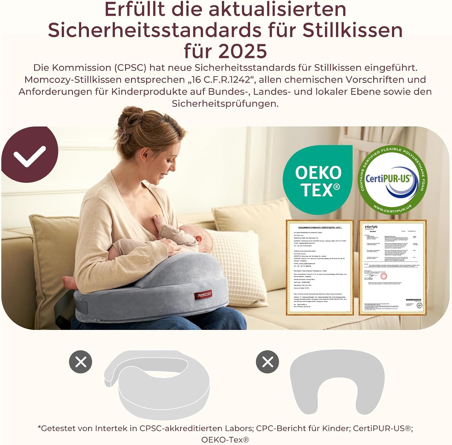 Detalle 2 de Momcozy Memory-Schaum Stillkissen 57,4 cm