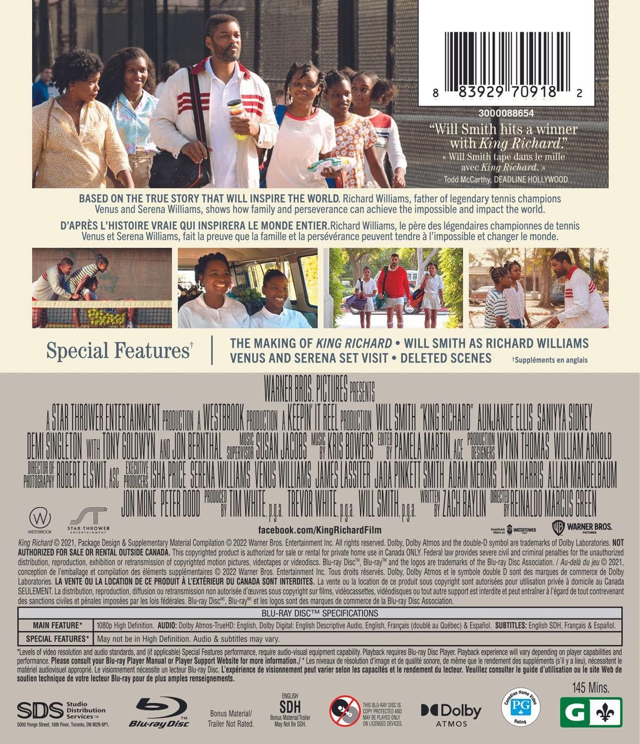 Detalle 1 de King Richard Blu-ray: Biographical Sports Drama in English