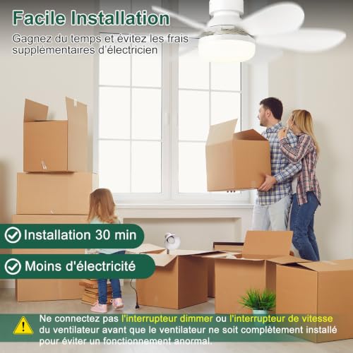 Thumbnail 6 de Ventilateur de Plafond avec Lumière et Télécommande 52 cm — FIBRAVE