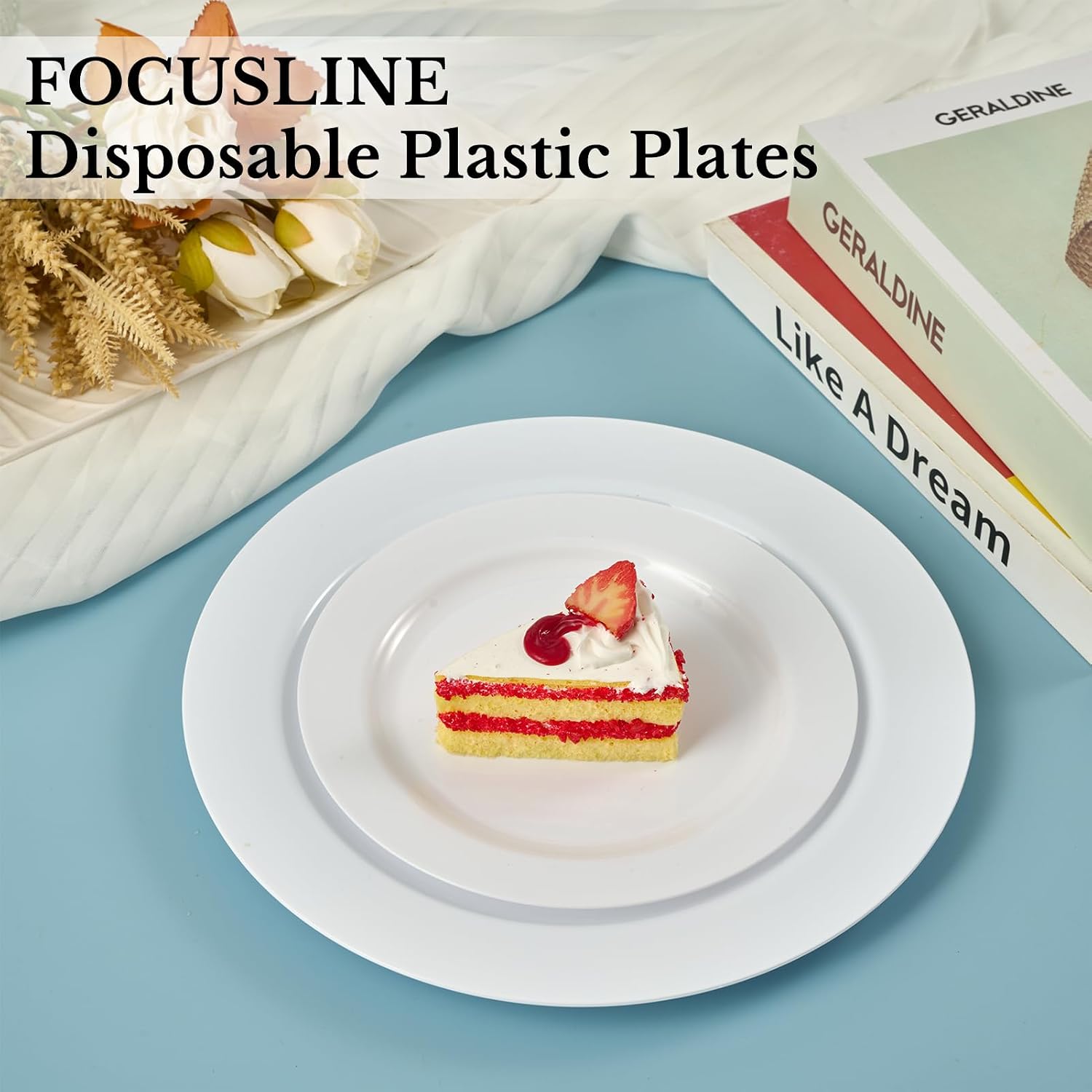 Detalle de FOCUSLINE 100 Count White 10-Inch Heavy-Duty Plastic Plates