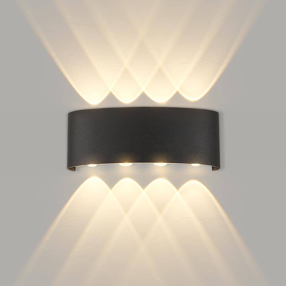 Detalle de YICALE LED-vägglampa 8 W med upp- och nedljus, 3000 K, IP65