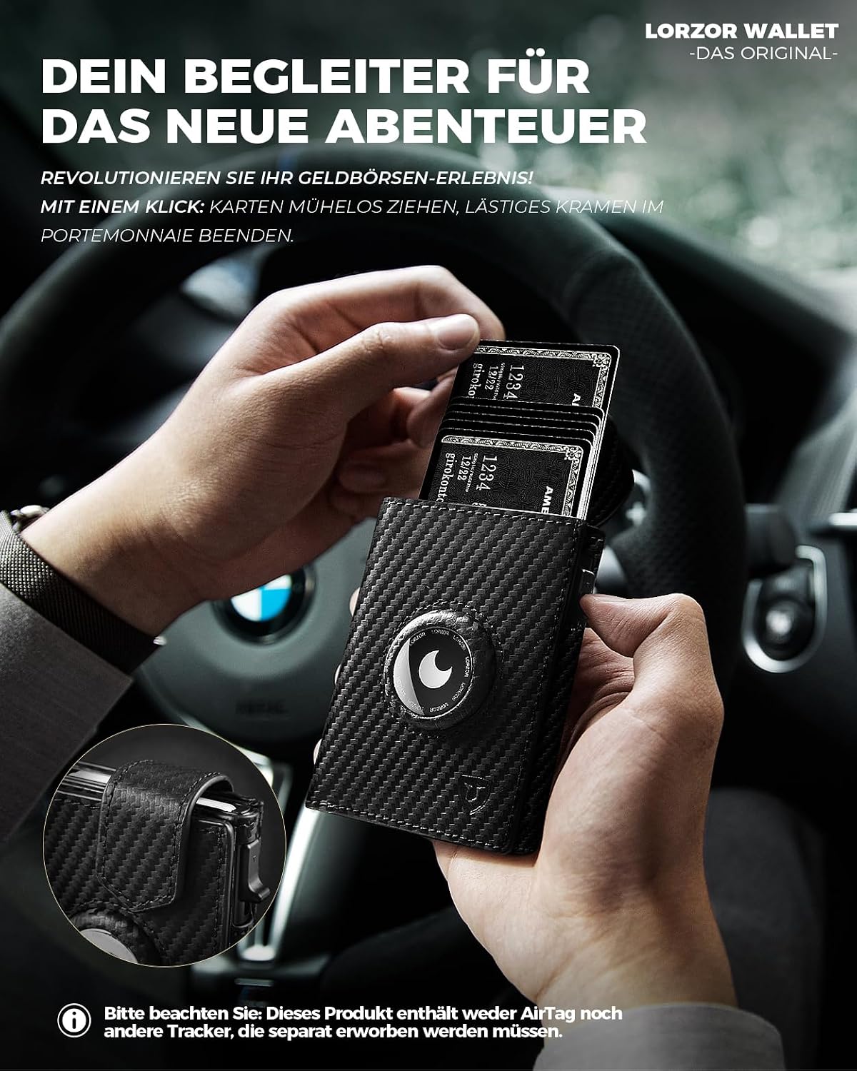 Detalle 2 de LORZOR AirTag Wallet Slim Geldbörse