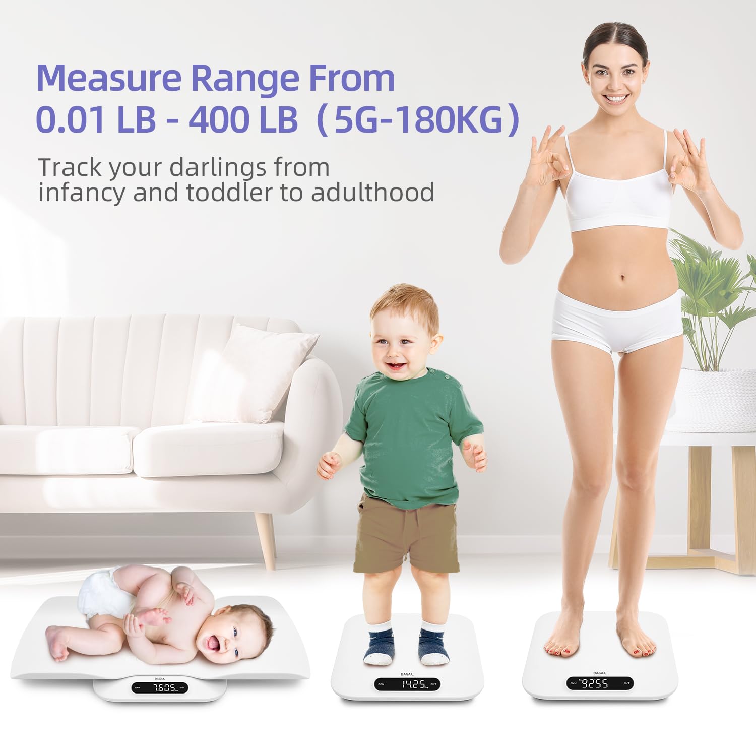 Thumbnail 6 de BAGAIL Baby Scale 180kg digital weighing scale