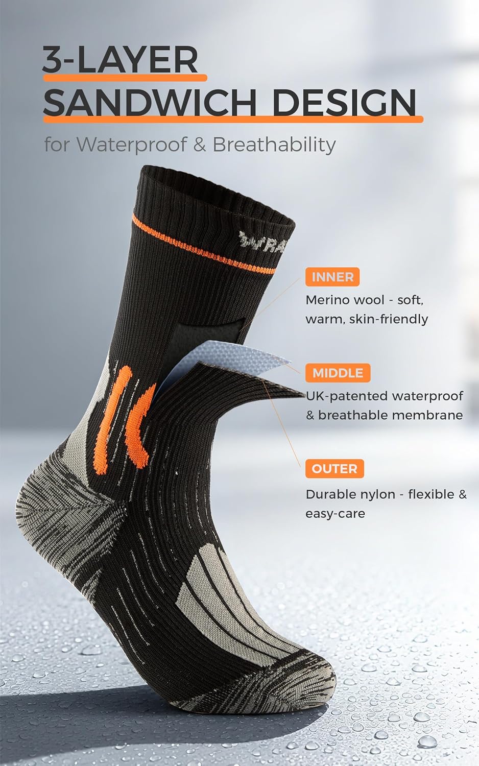 Thumbnail 3 de WRAP ME Waterproof Socks 3‑Layer