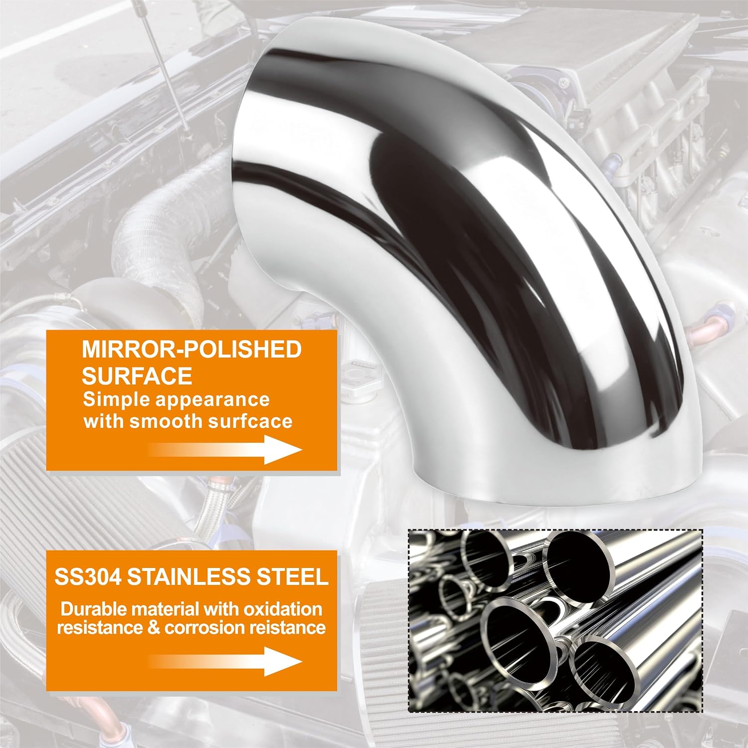 Thumbnail 3 de 4PCS 2.5" 90° Mandrel Bend Stainless Steel Elbow (OD 63.5mm) – 304 Grade for Exhaust, HVAC and Custom Fabrication