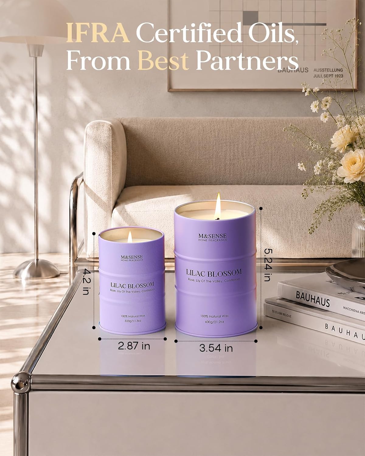 Detalle de M&SENSE Lilac Blossom Scented Candle, 320g