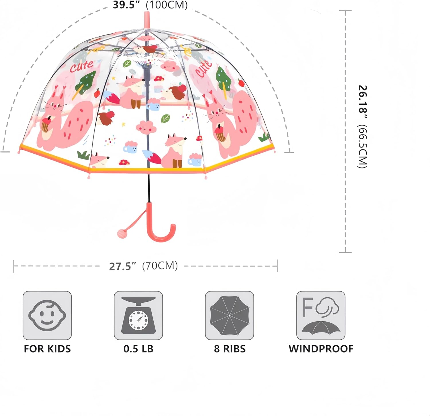 Detalle de Generic Kids Bubble Umbrella with Transparent Dome Canopy (Windproof, Auto-Open, Child-Safe Closure)