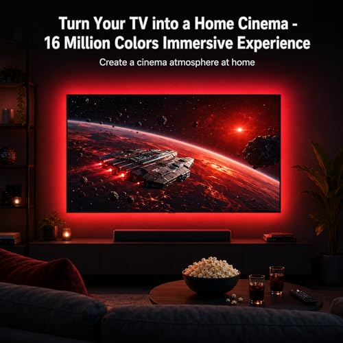 Detalle de shalaker LED TV Lights 5M USB Strip for 45-75 Inch Screens with Bluetooth, Music Sync and Remote