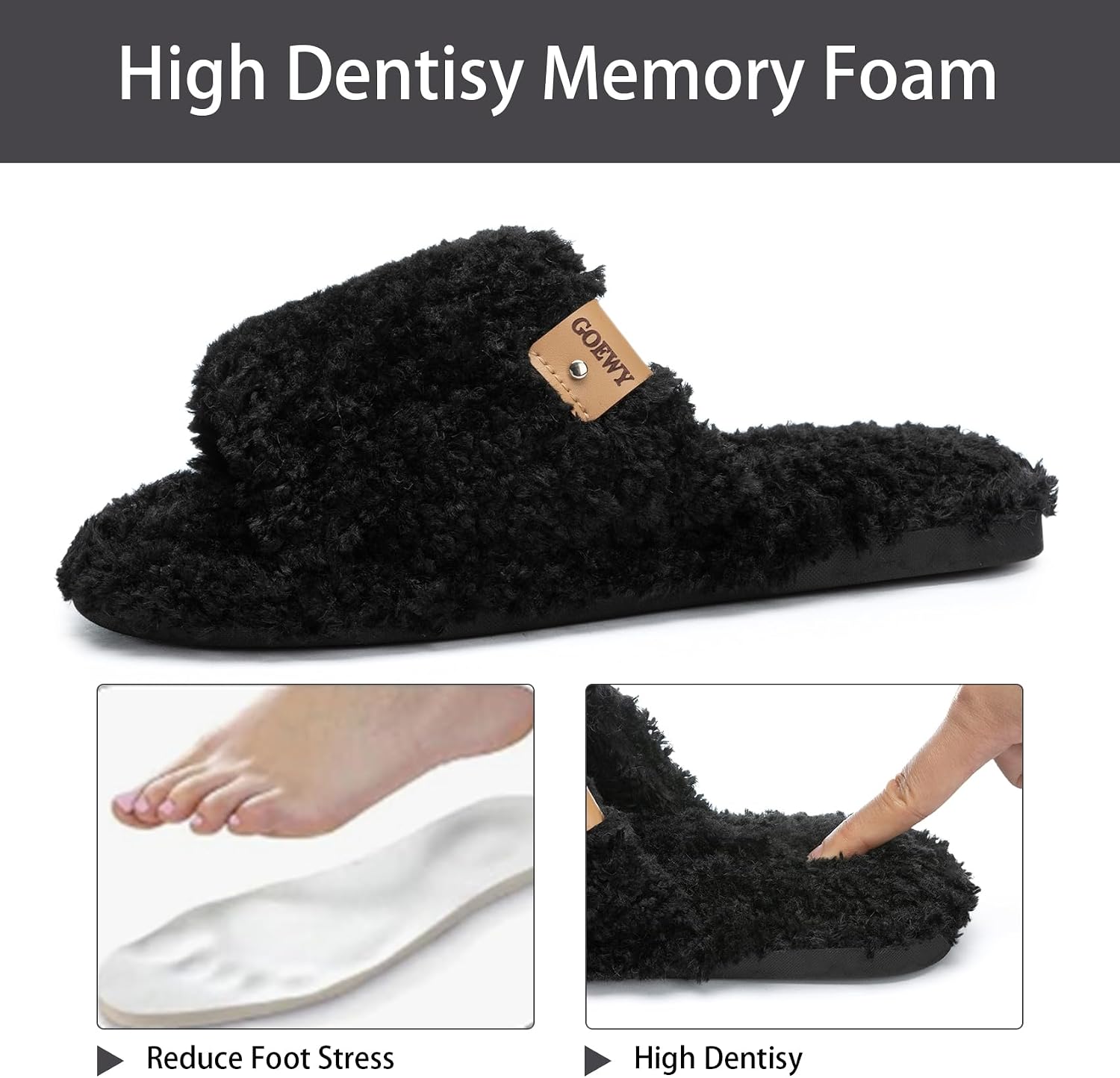Detalle de GOEWY Open-Toe Slippers with Memory Foam
