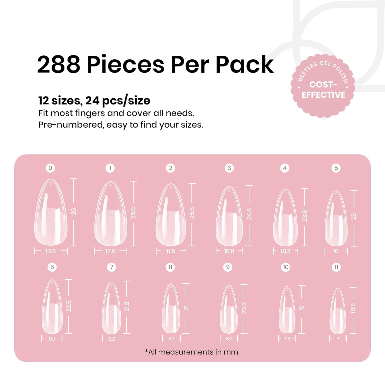 Thumbnail 2 de Beetles Gel Nail Tips Medium Almond 288pcs