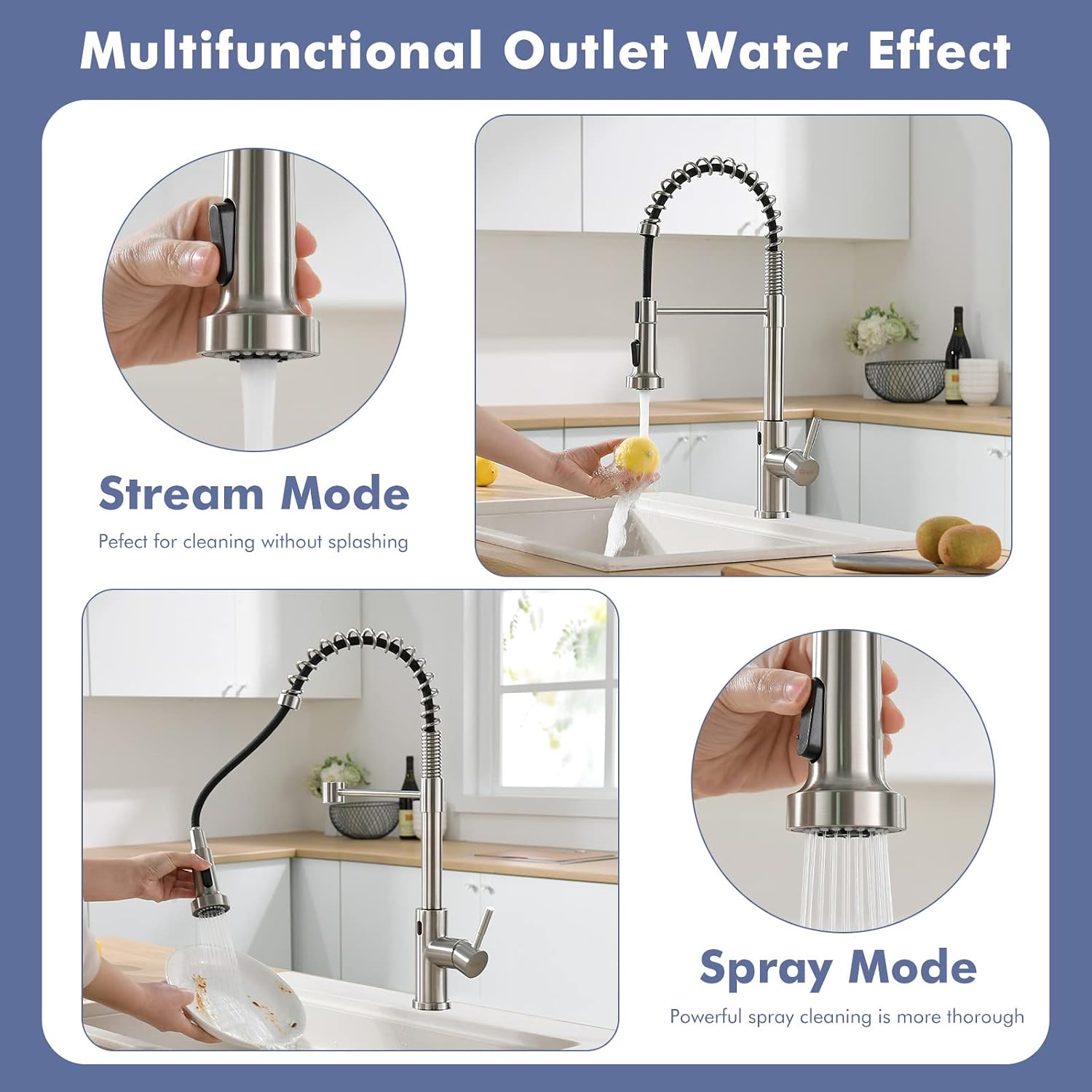 Detalle de GIMILI GM2021 Touchless Kitchen Faucet with Pull-Down Sprayer, Brushed Nickel