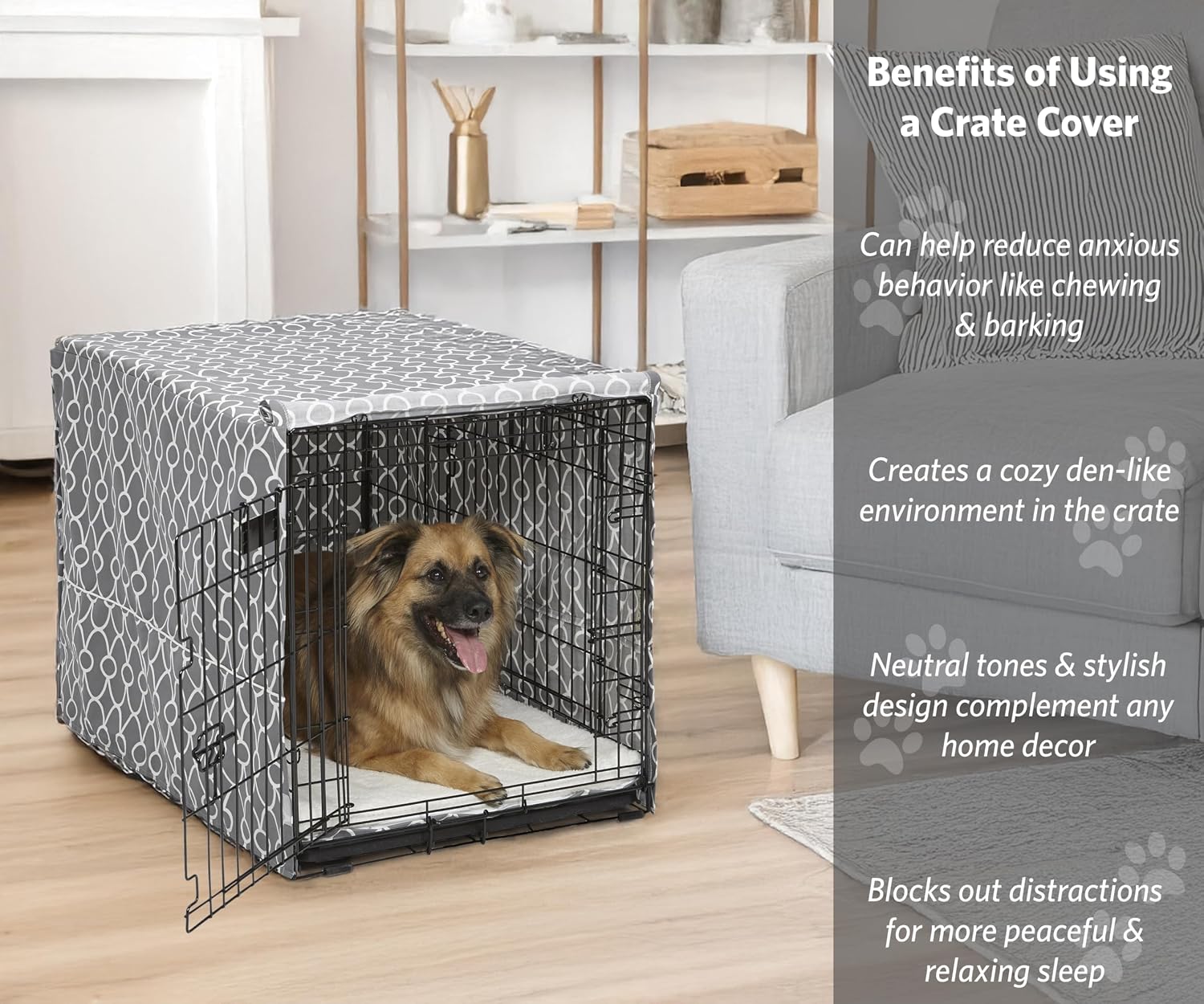Thumbnail 1 de MidWest Homes for Pets Copertura per gabbie per cani con protezione in Teflon, policotone grigio (circa 91,4 x 58,9 x 61 cm)