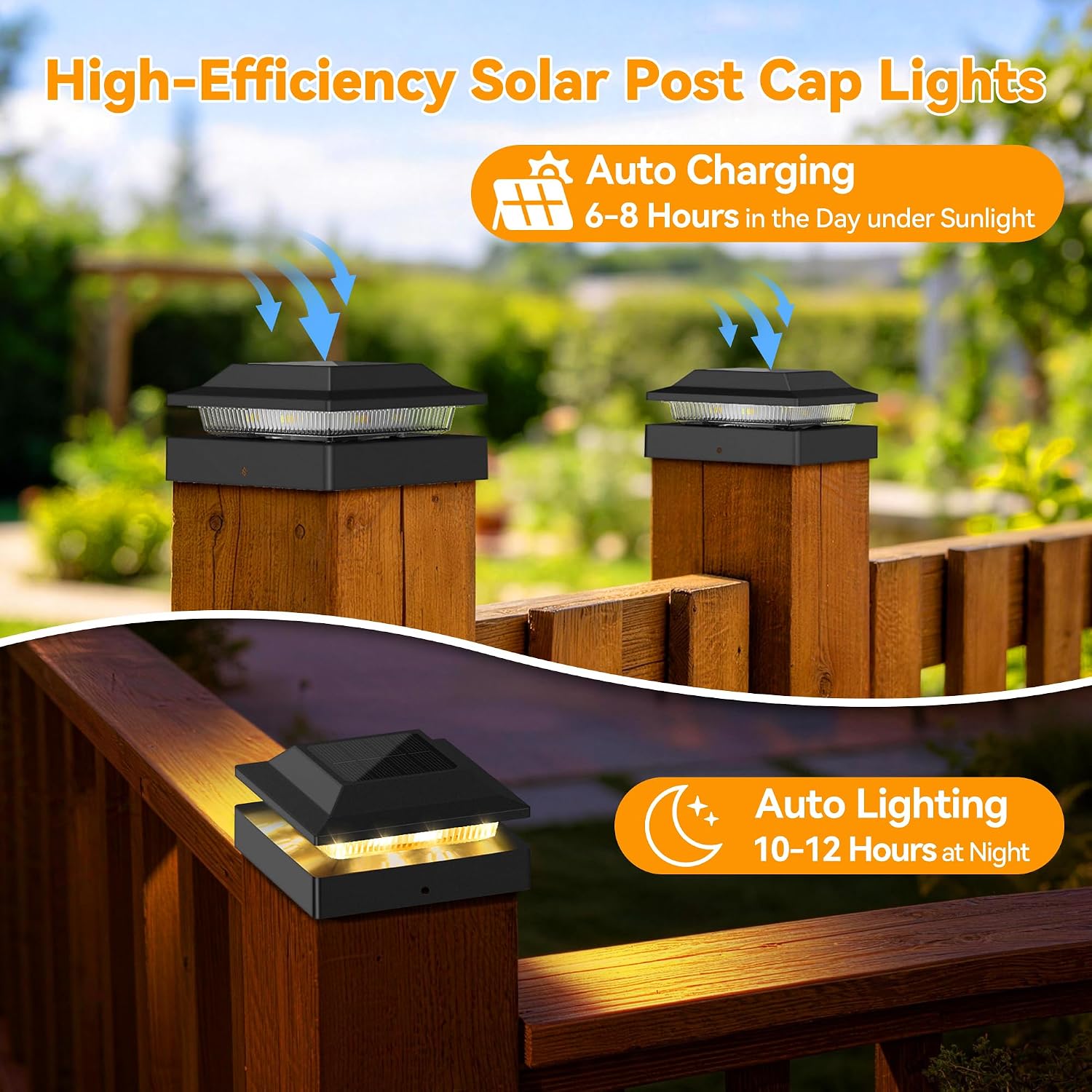 Detalle de Toeuie Solar Post Cap Lights, 6-Pack
