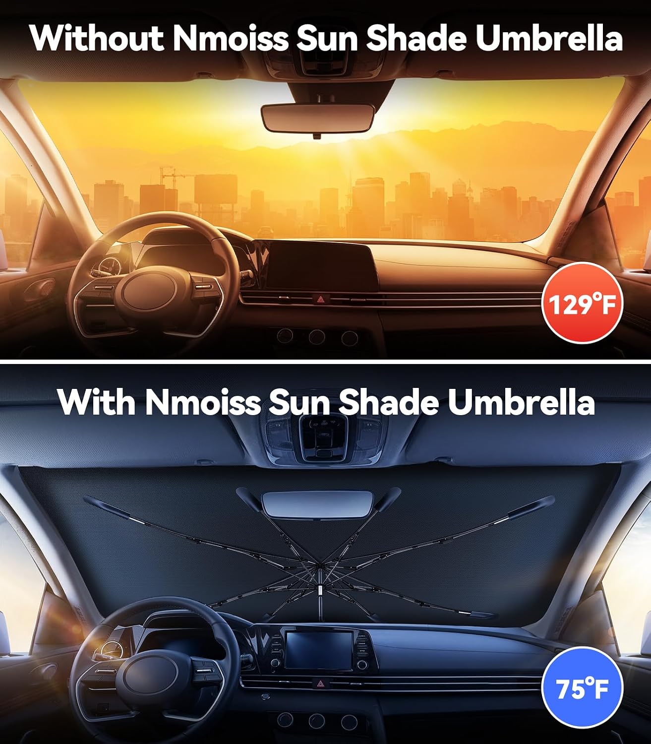 Thumbnail 1 de Nmoiss Windshield Sun Shade Umbrella for Hyundai Elantra (2012-2026): Heat Shield & Interior Protection