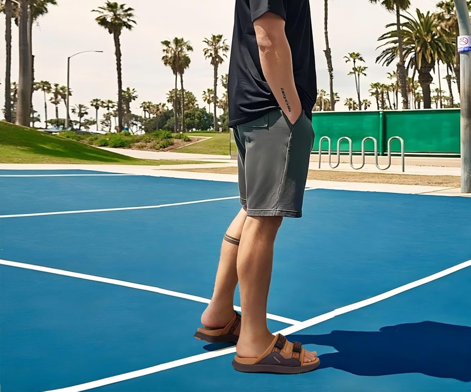 Thumbnail 1 de KuaiLu Men’s Orthotic Sandals Thick Cushion Recovery Slides with Adjustable Strap