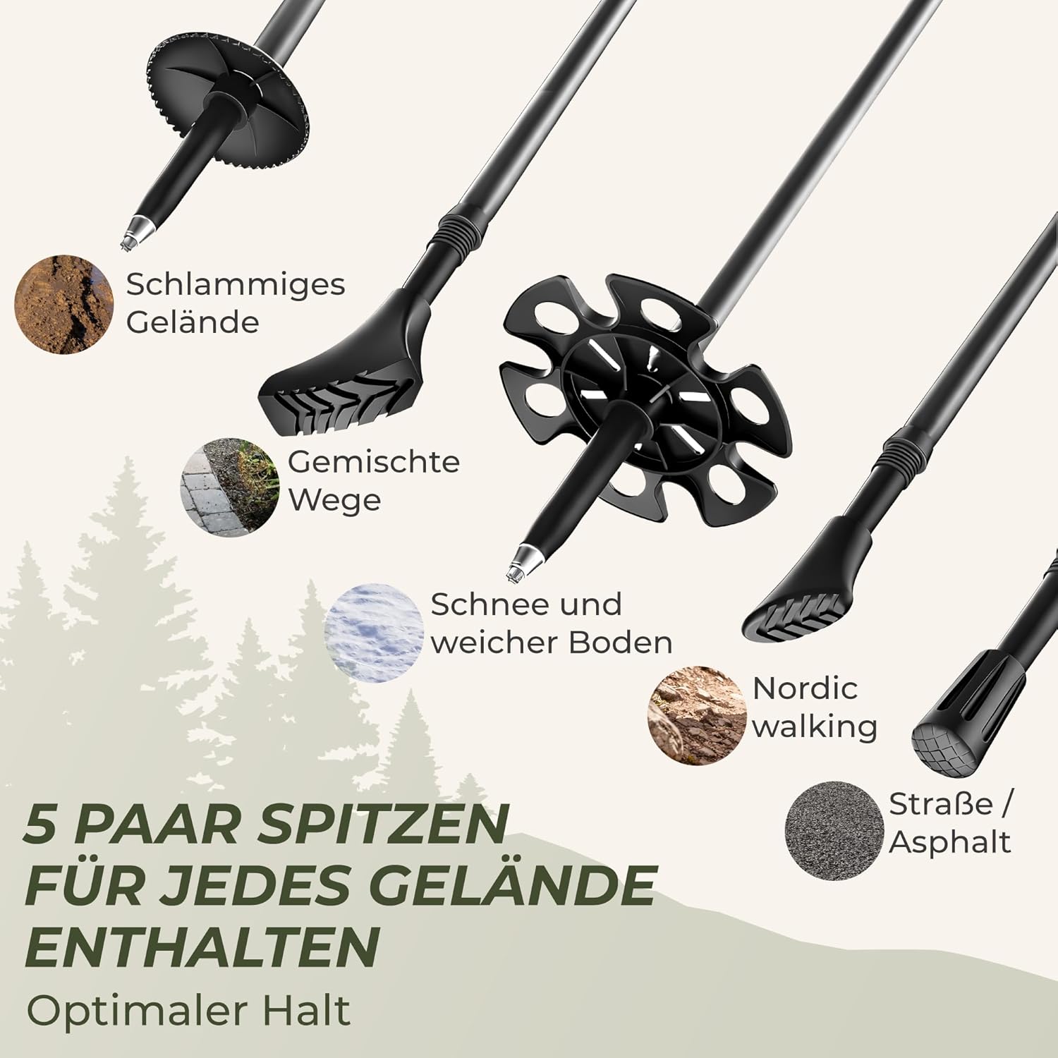 Thumbnail 5 de Zenacross Wanderstöcke Teleskop – Nordic Walking Stöcke, ultraleicht, Korkgriff, verstellbar 65–135 cm