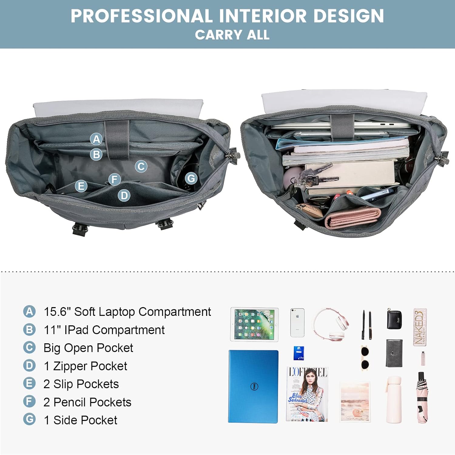 Detalle de LOVEVOOK Zaino Porta PC Donna 15.6" – Zaino Antifurto Impermeabile per Laptop e Viaggi