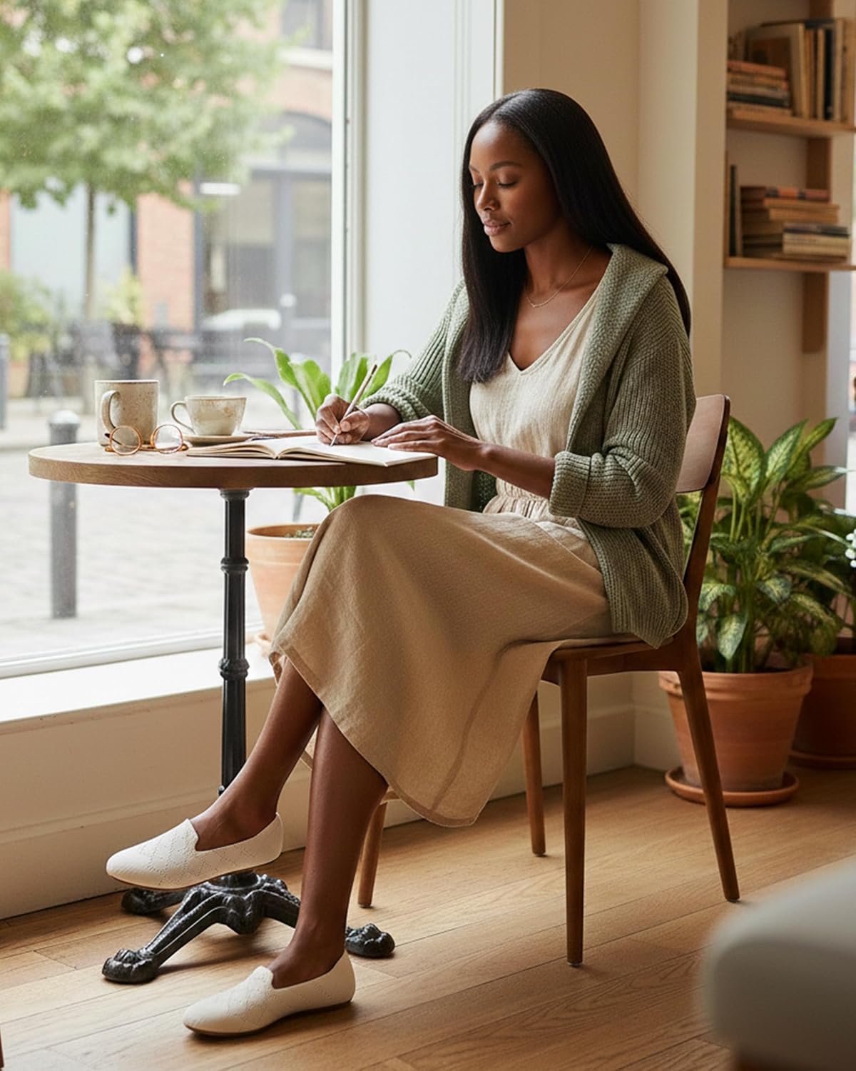 Thumbnail 1 de Puxowe Women's Ballet Flats: Slip-On Knit Dress Shoes with Memory Foam Comfort
