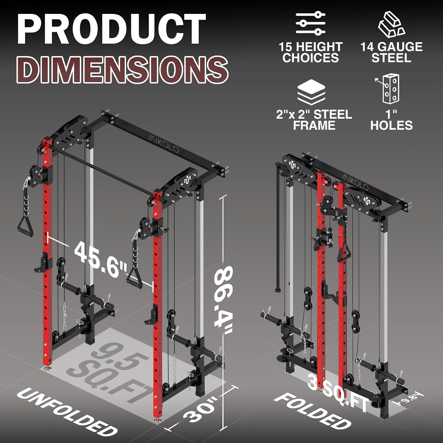 Thumbnail 4 de Mikolo Folding Squat Rack Wall-Mounted