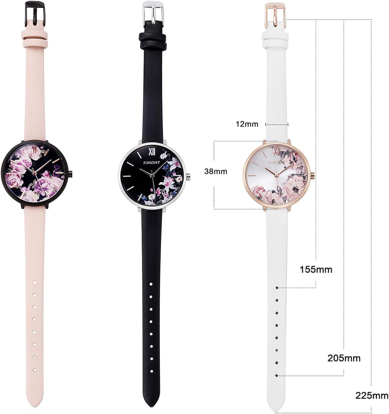 Thumbnail 4 de KIMOMT Damenuhren Lederband Luxus Quarzuhren wasserdichte Mode Kreative Armbanduhr für Damen