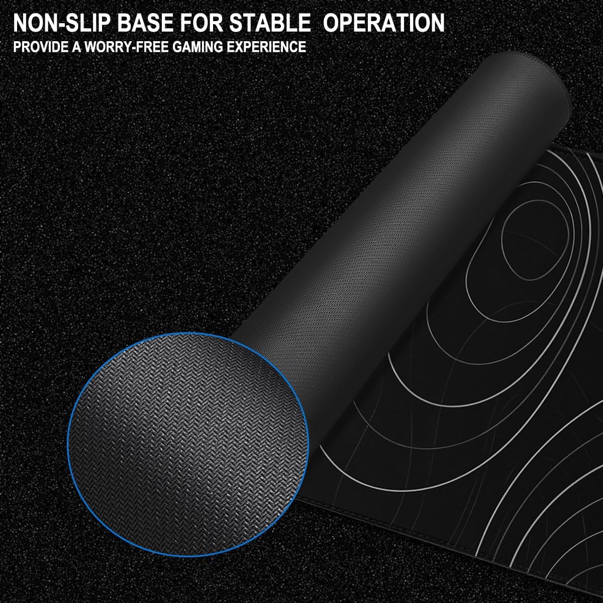 Detalle de JOCYRN 31.5" x 15.7" Extended Mouse Pad, Water-Resistant, Black White Line