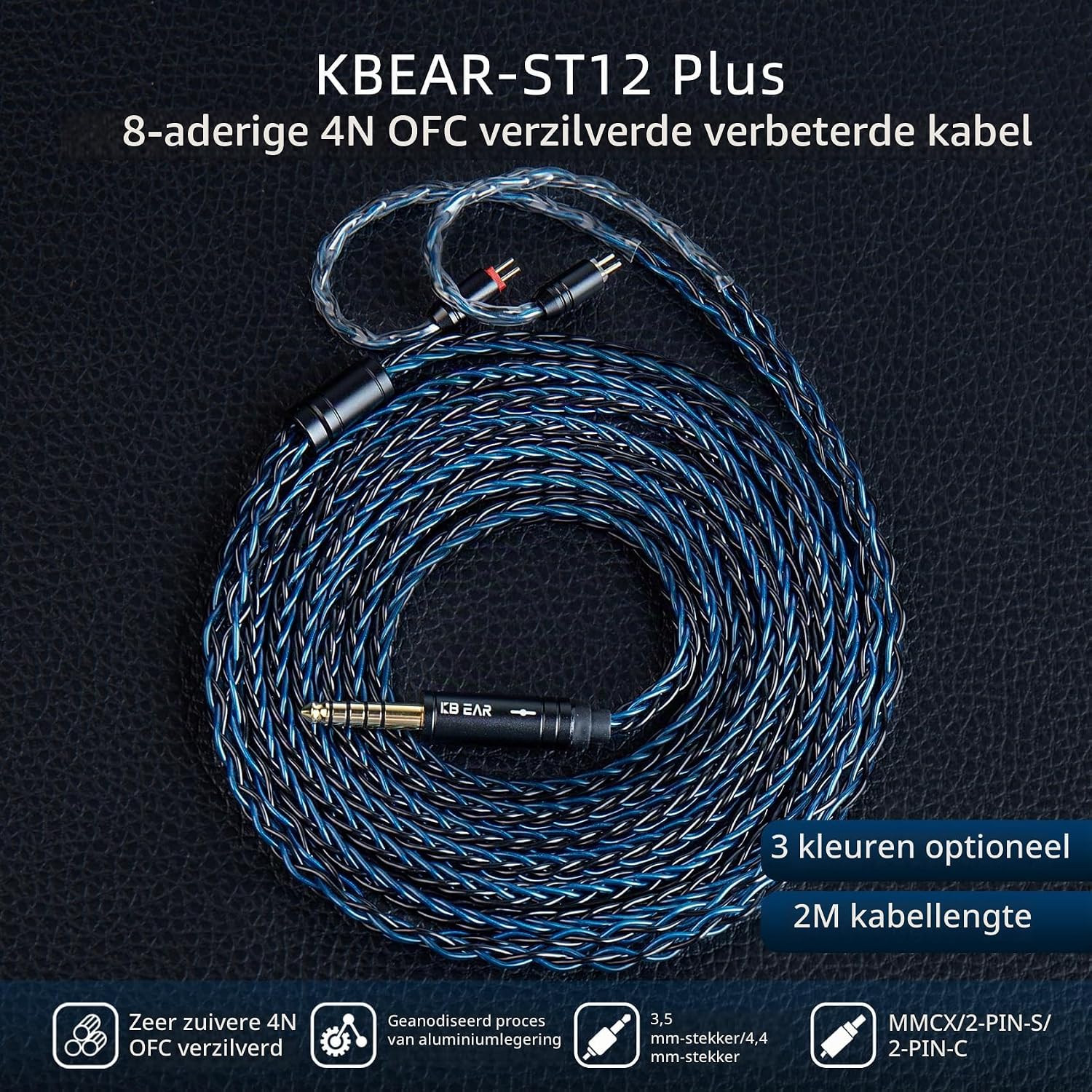 Thumbnail 1 de keephifi KBEAR ST12 Plus IEM-kabel 2 m, 2PIN-S, verzilverde OFC
