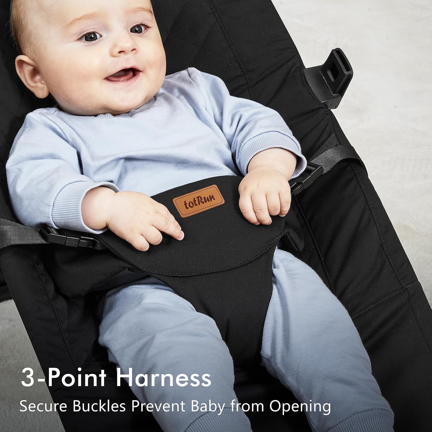 Thumbnail 2 de TotRun Baby Bouncer Chair, Black, 3-Level Height Adjustment, Machine-Washable Seat