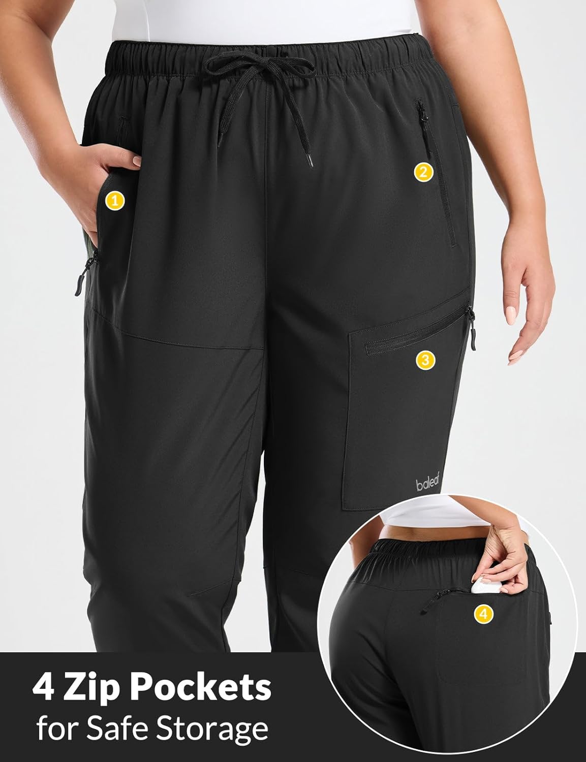 Thumbnail 4 de Baleaf Plus Size Hiking Cargo Pants: Water-Resistant UPF 50+ with 4 Secure Pockets