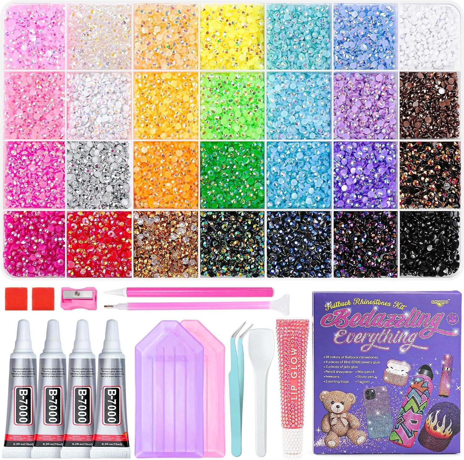 Detalle de SMUGOO 3mm Jelly Rhinestones Kit, 28 Colors, Approximately 40,000 Pieces