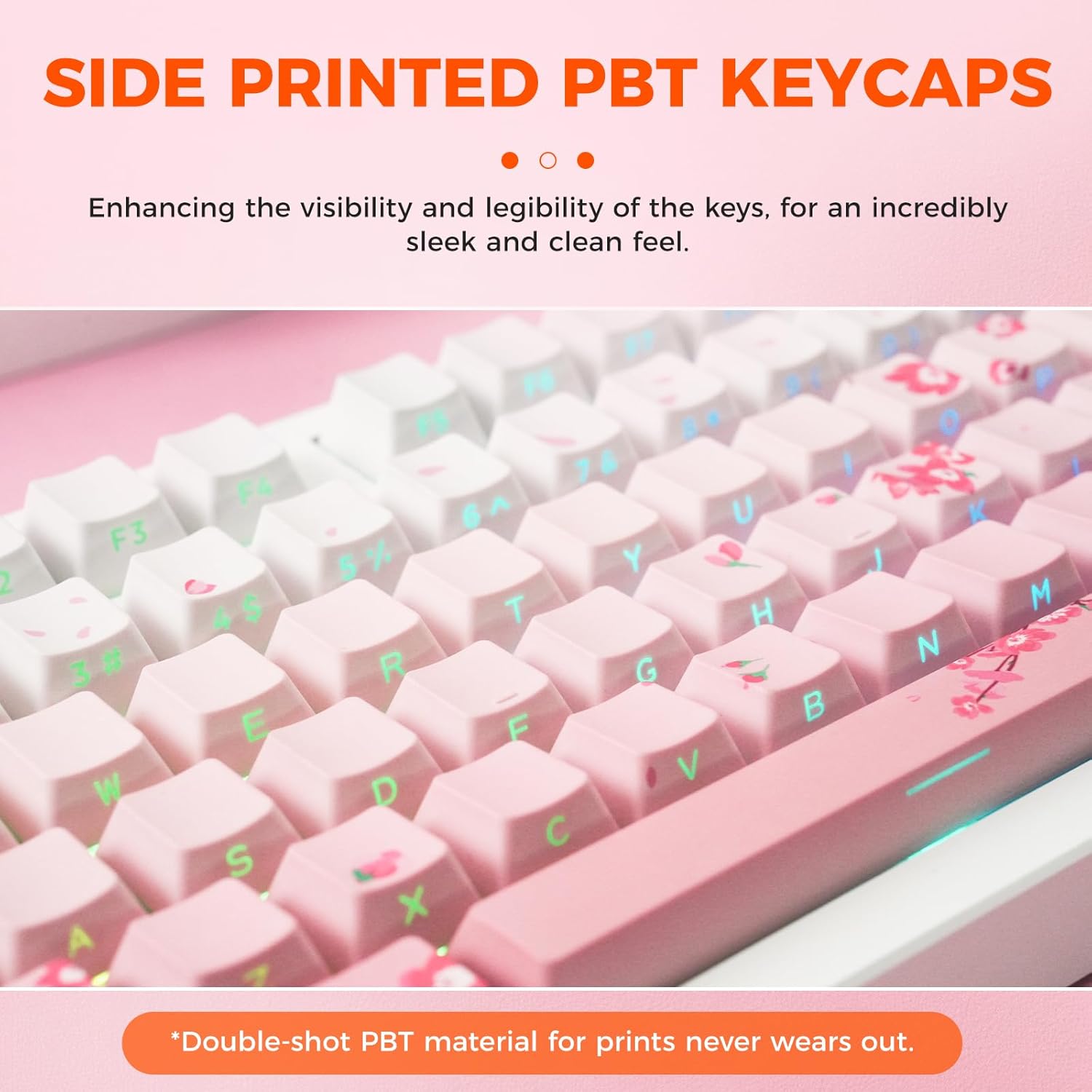 Detalle de DAREU EK75PRO Sakura Pink – klawiatura mechaniczna 75% RGB z hot-swapem