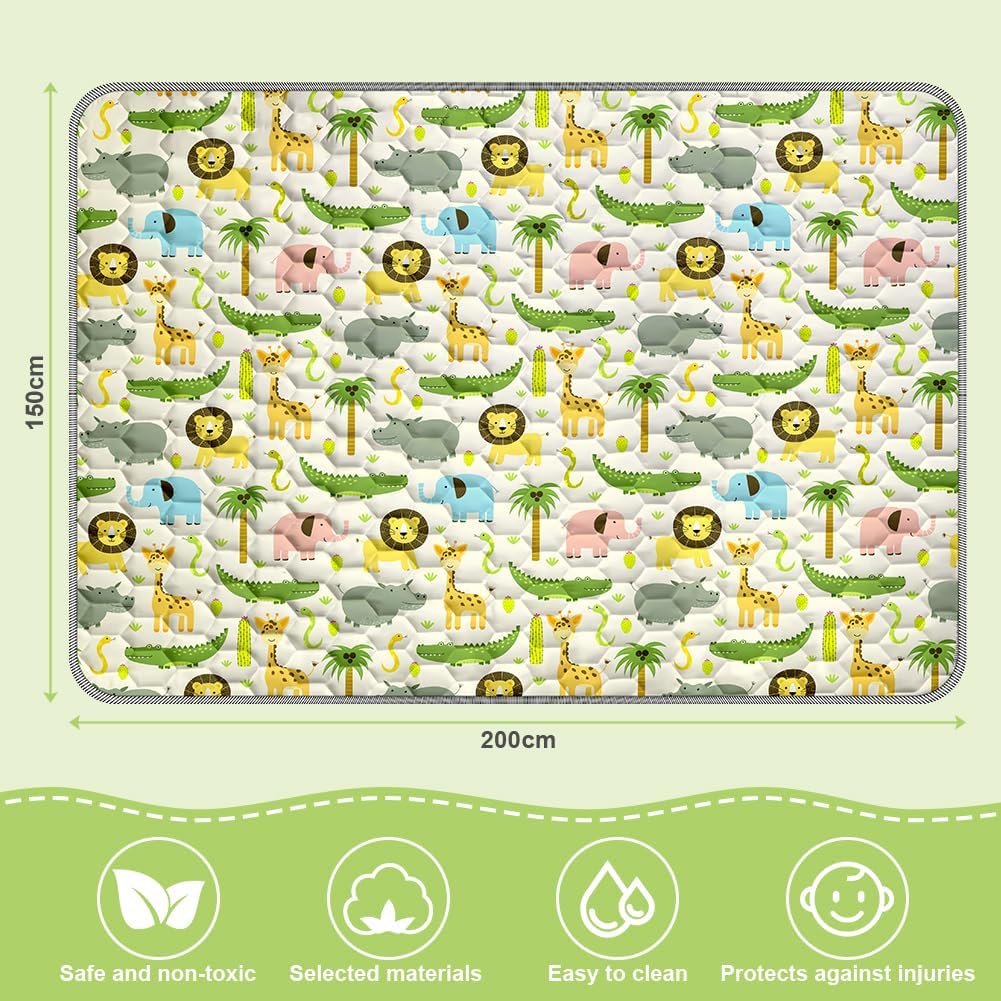 Detalle 2 de Aolso Tappeto Gioco 150x200 cm per Bambini e Neonati – Morbido, Antiscivolo e Riempito in Cotone, Motivi Animali