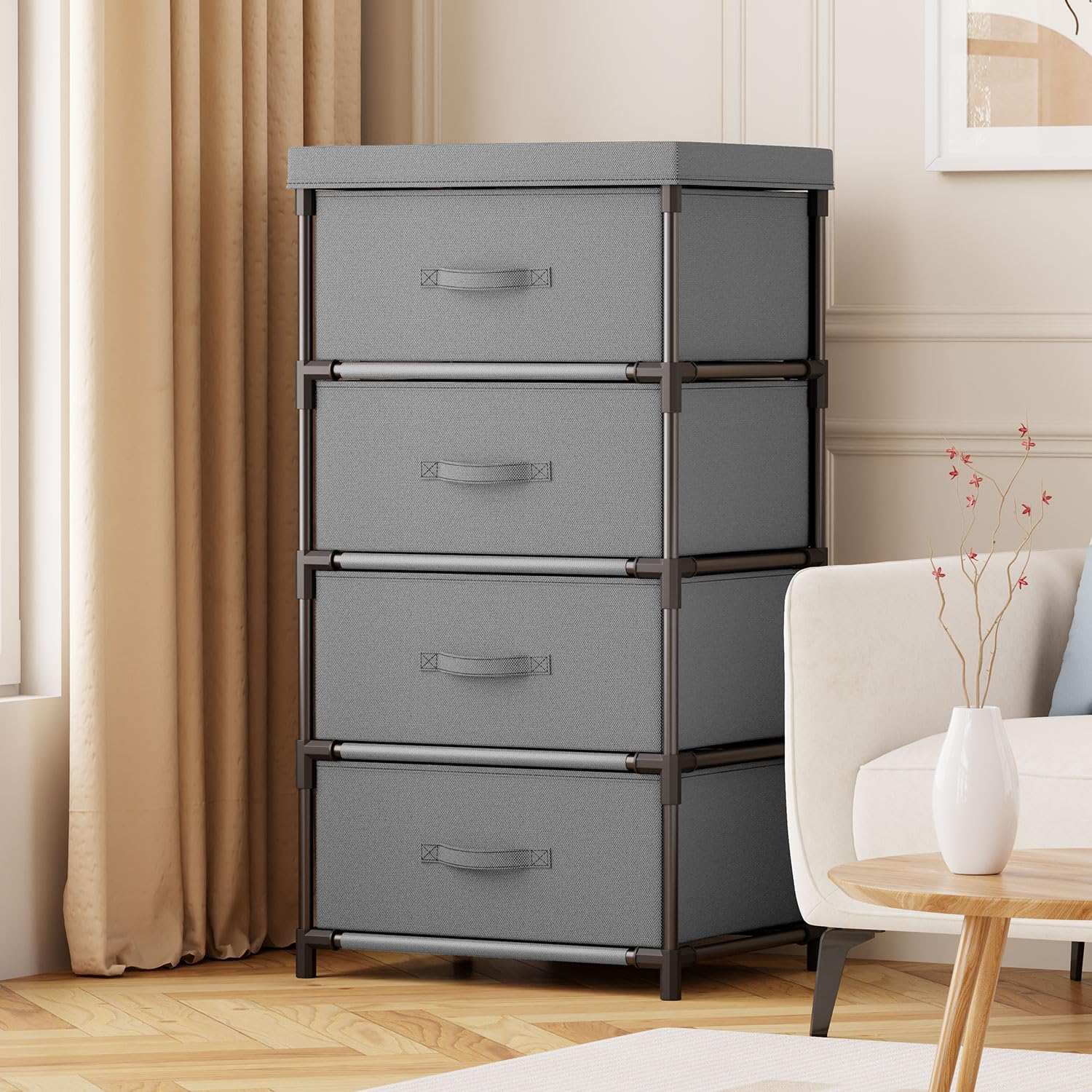 Thumbnail 3 de WANGIRL Fabric Chest of Drawers 4 Drawer