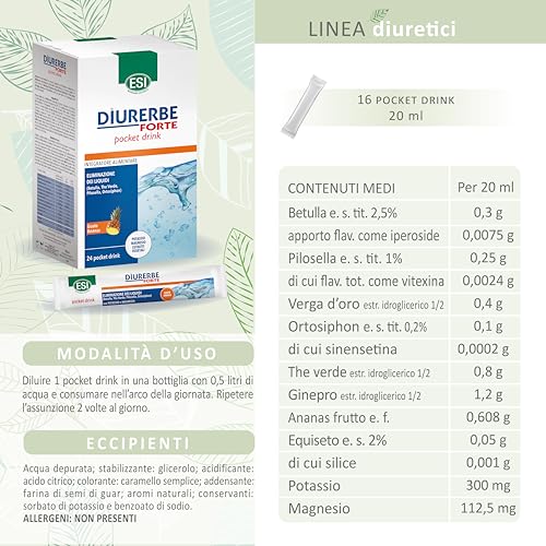 Thumbnail 5 de ESI Diurerbe Forte Pocket 24 Drink gusto ananas – integratore diuretico per gambe leggere