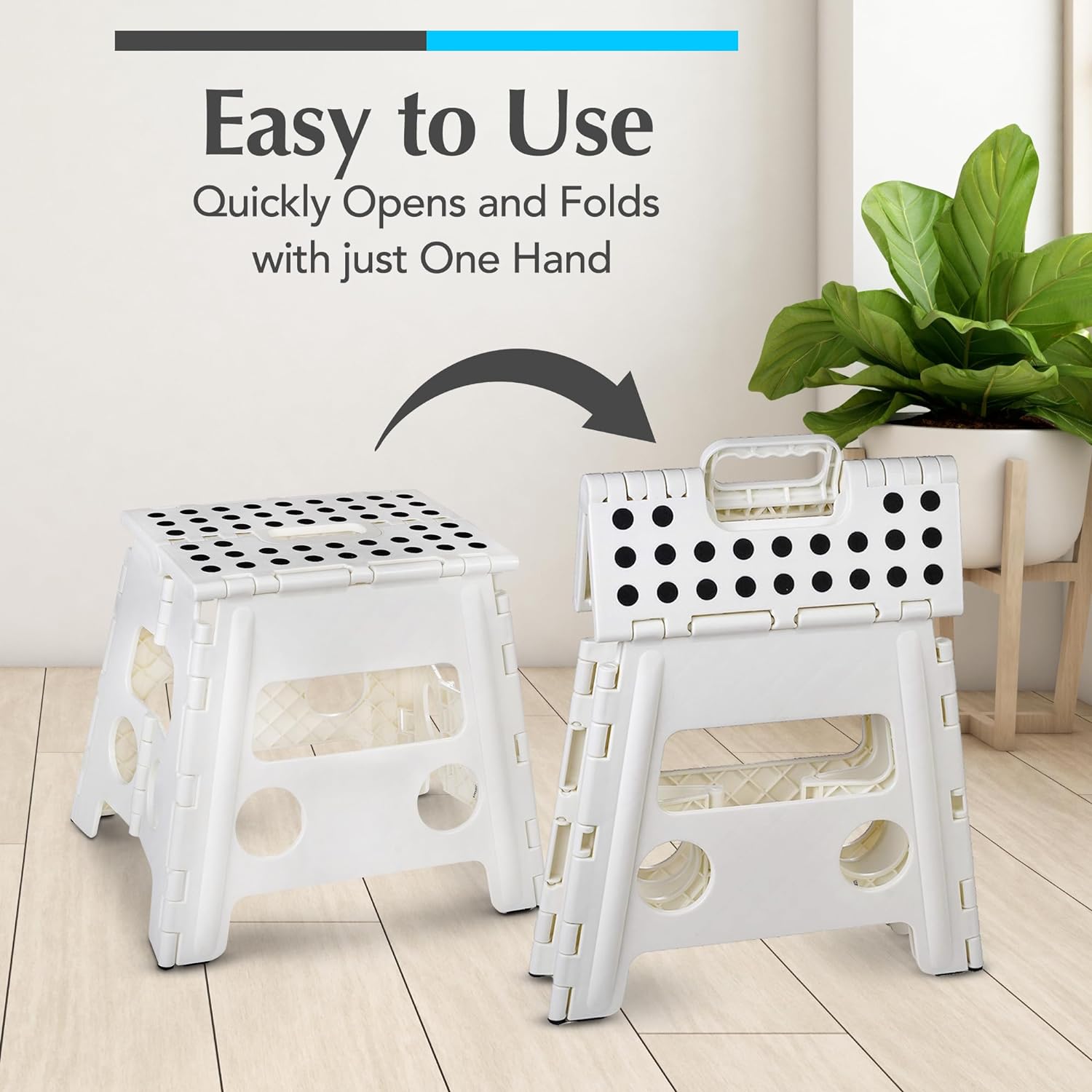 Thumbnail 2 de Handy Laundry Folding Lightweight Step Stool (White, 13 inch) — 300 lb capacity, gripped surface, easy one-flip open