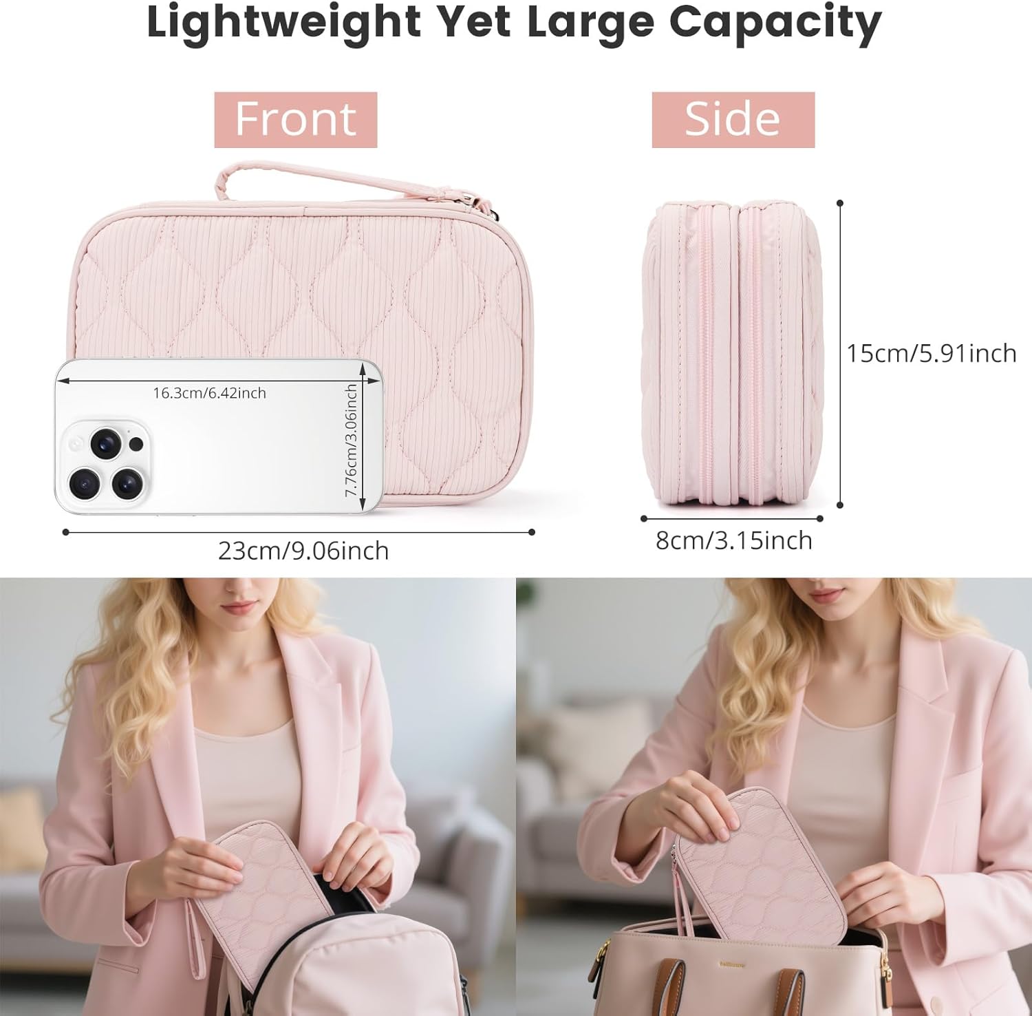 Detalle de Skycase Kabeltasche Doppelte Kabel Organizer – Pink, 23 x 15 x 8 cm