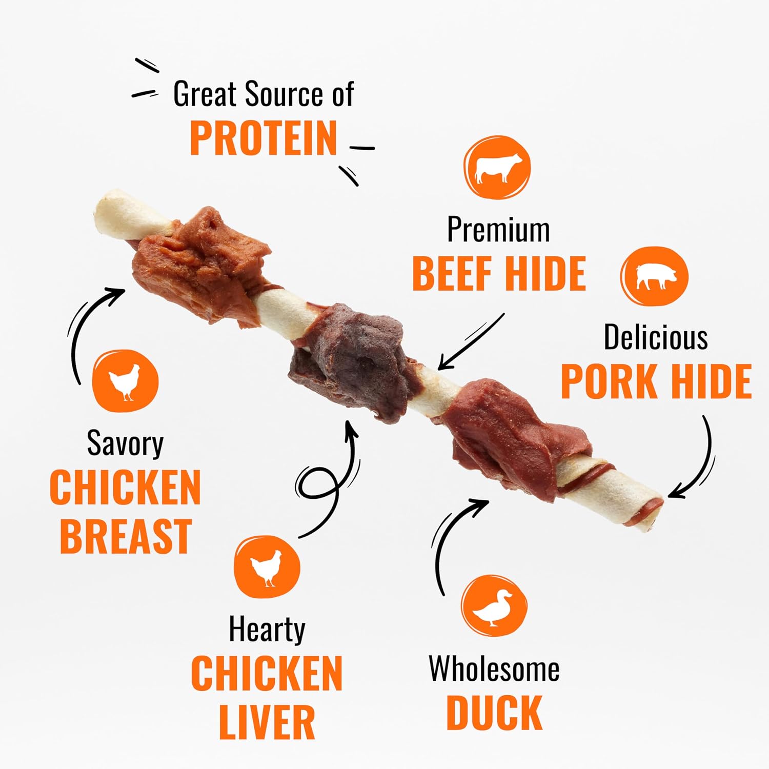Detalle de Good 'n' Fun Kabobs Long-Lasting Dog Treat Made With Real Protein, 24 oz