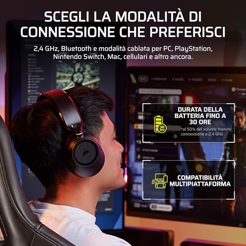 Detalle de Corsair HS35 v3 Cuffie Gaming Wireless with Microfono – Nero