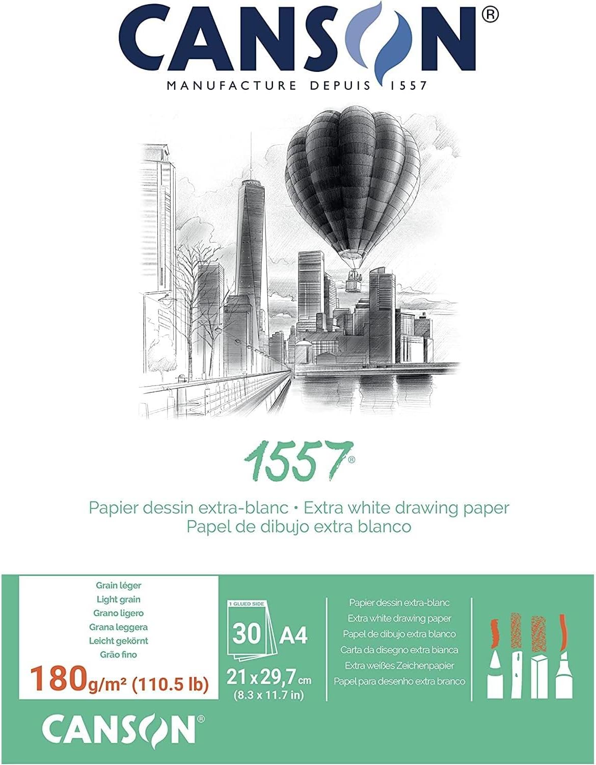 Thumbnail 6 de Canson 1557 — Bloc de papier dessin blanc A3, 30 feuilles, 180 g/m²