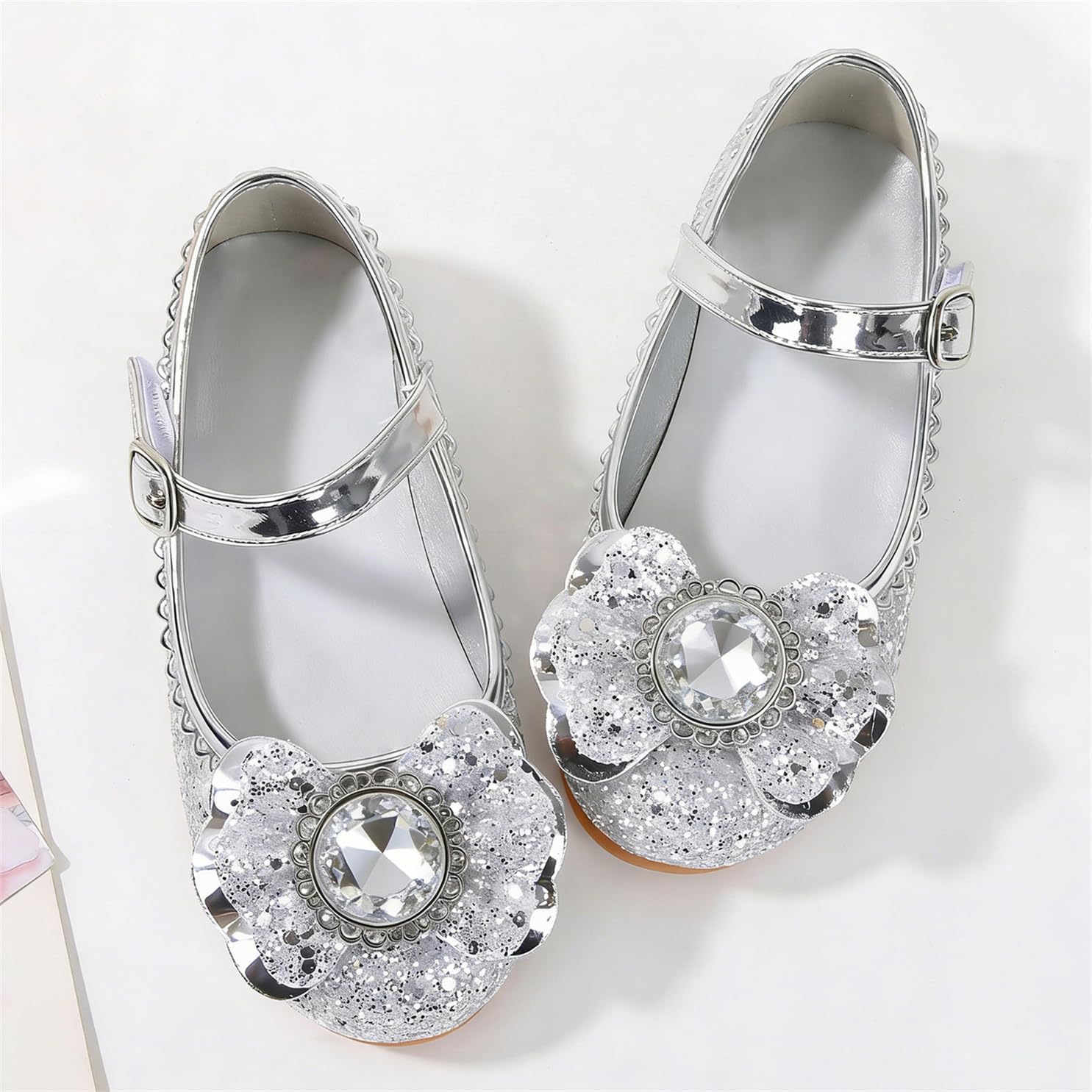 Thumbnail 2 de FStory&Winyee Mädchen Prinzessin-Sandalen mit Glitzer, Kristall-Optik & Elsa-Brosche (Zubehör für Kostüm, Karneval & Party)