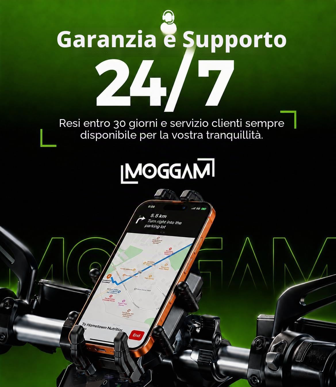 Thumbnail 6 de MOGGAM Porta Cellulare Moto Antivibrazione – Supporto rugged per manubrio 22–32 mm, 5.4–7.2 pollici